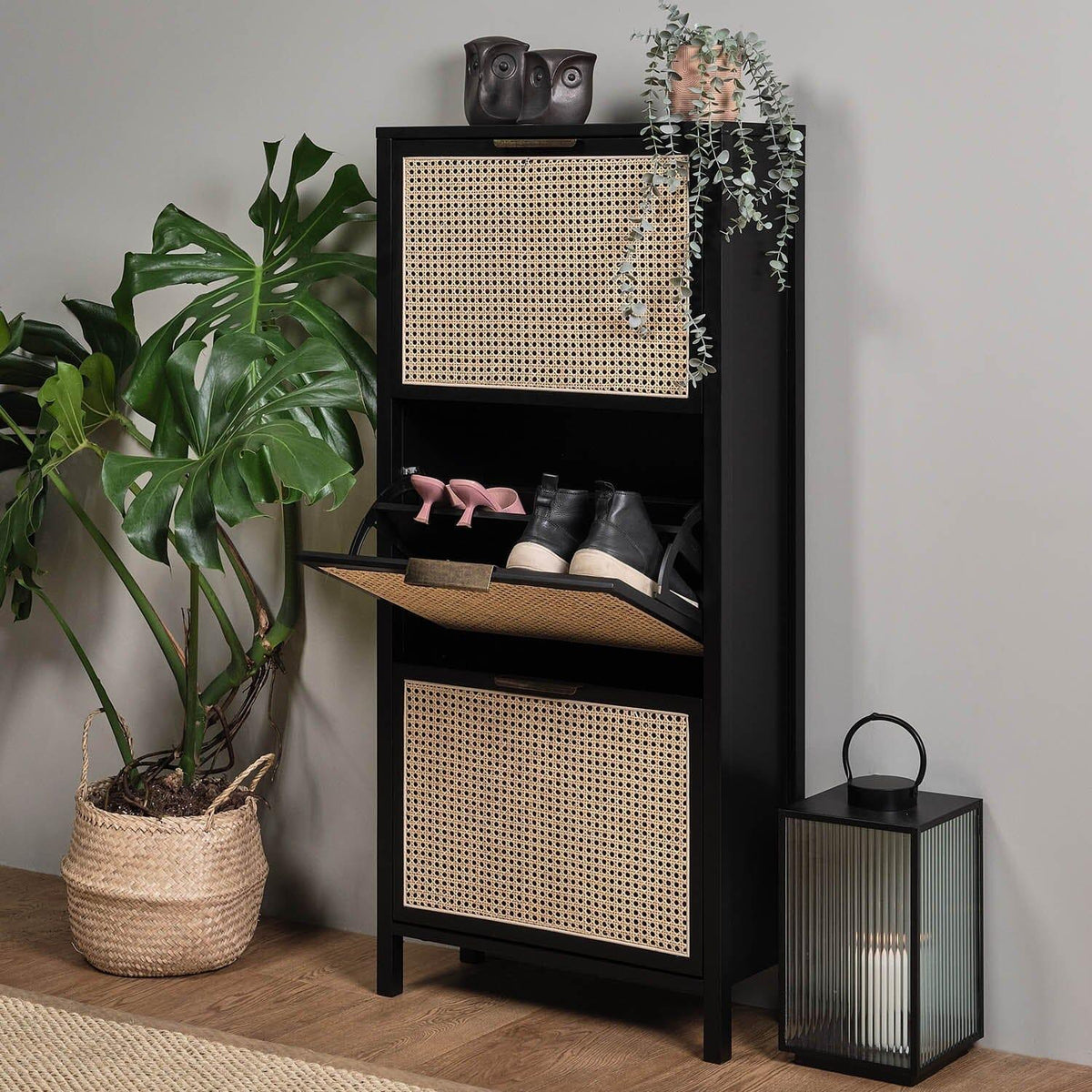 OUTLET - Charlie Shoe Cabinet - 3 Door - Black