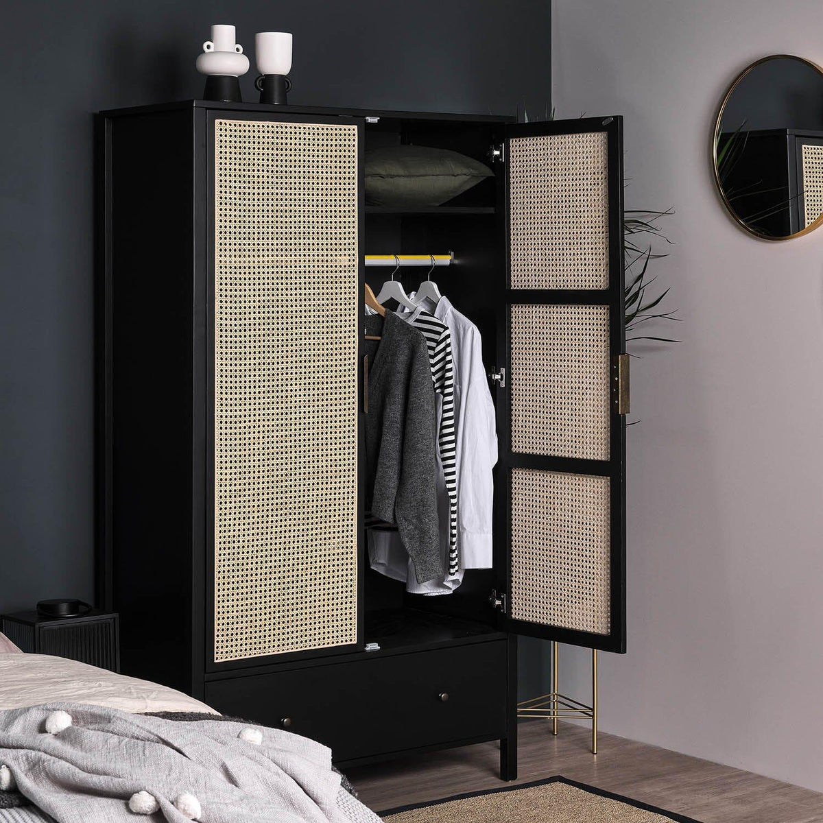 OUTLET - Charlie Double Wardrobe - Black