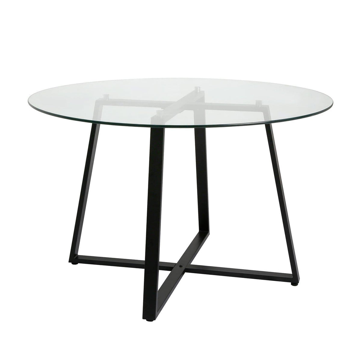 Outlet - Clara Glass Round Dining Table - Black Frame