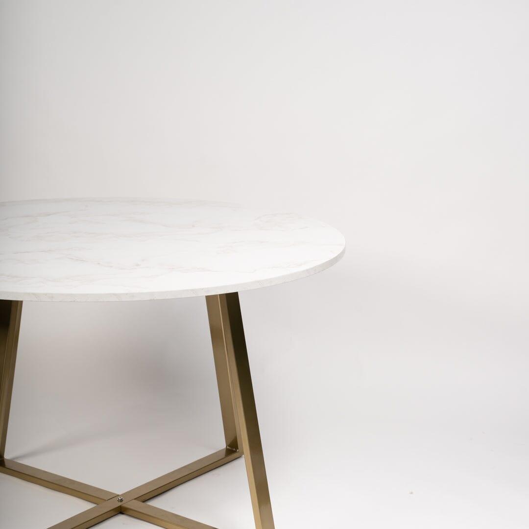 OUTLET - Clara Marble Effect Round Dining Table - Gold Frame