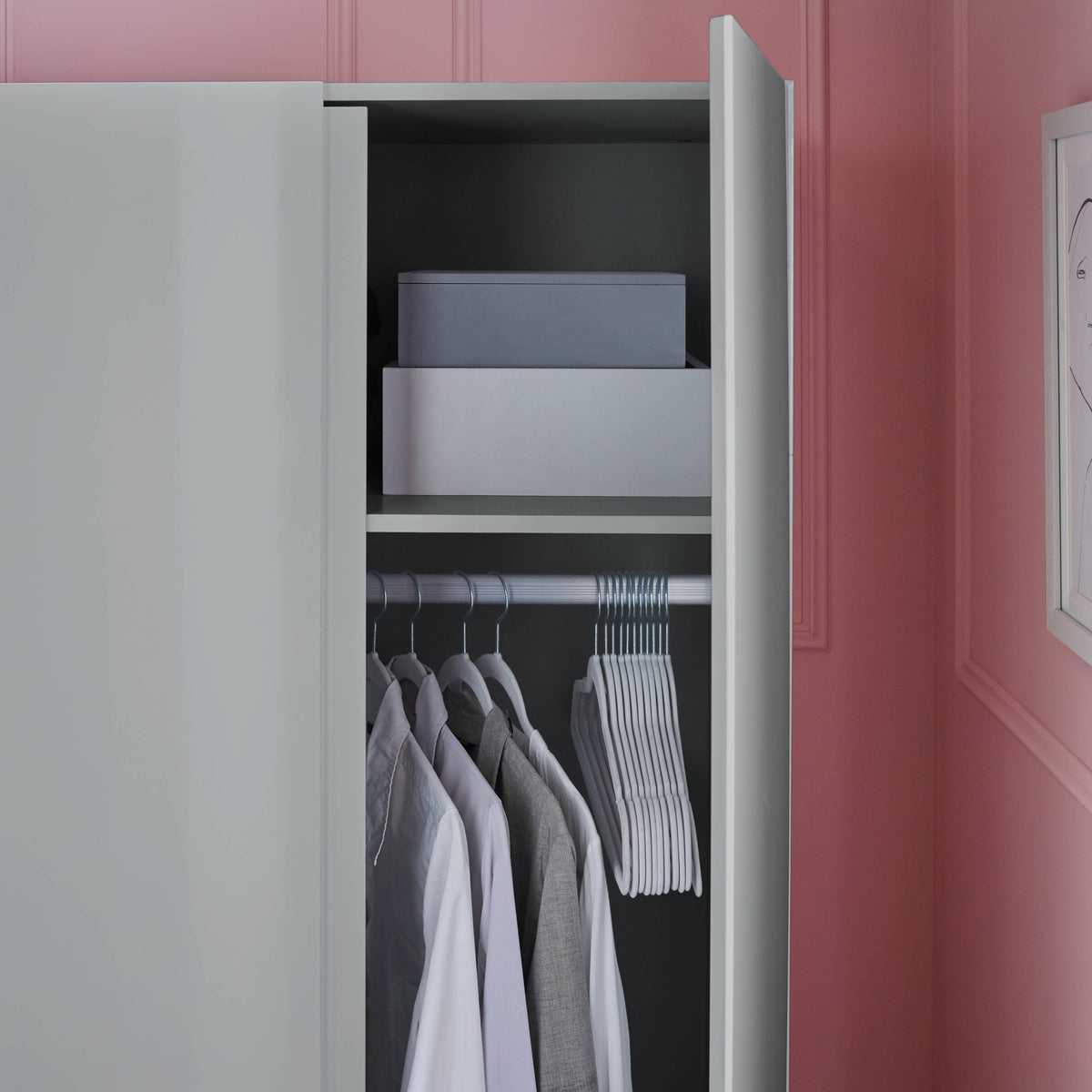 OUTLET - Clemmie Double Wardrobe - High Gloss - Grey