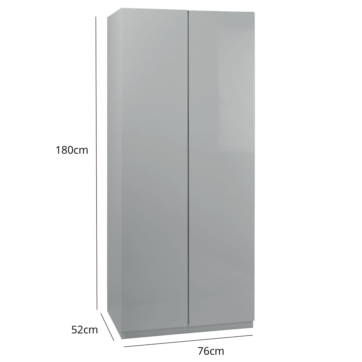 OUTLET - Clemmie Double Wardrobe - High Gloss - Grey