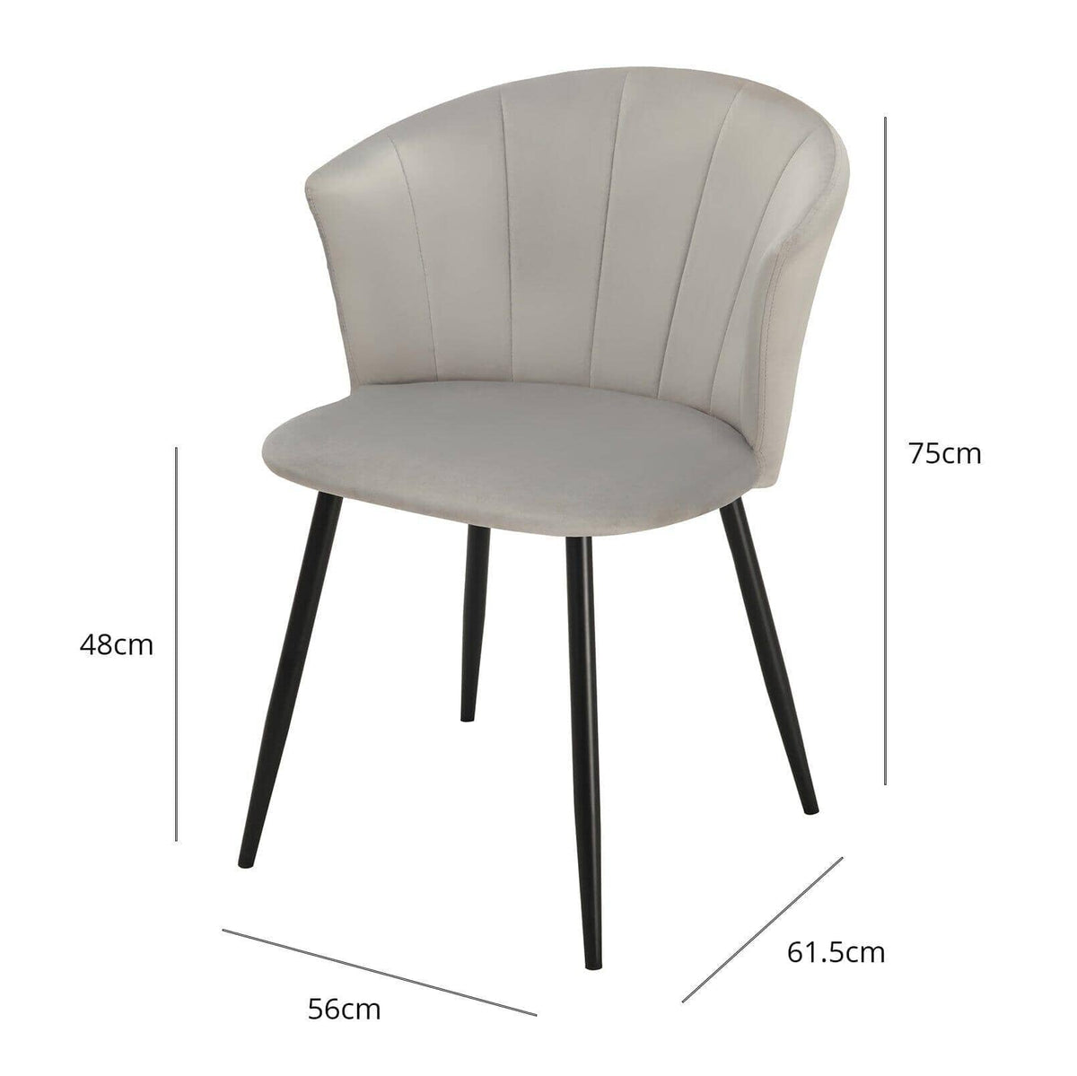 OUTLET - Cleo Grey Dining Chairs - Set of 2 - Black Legs