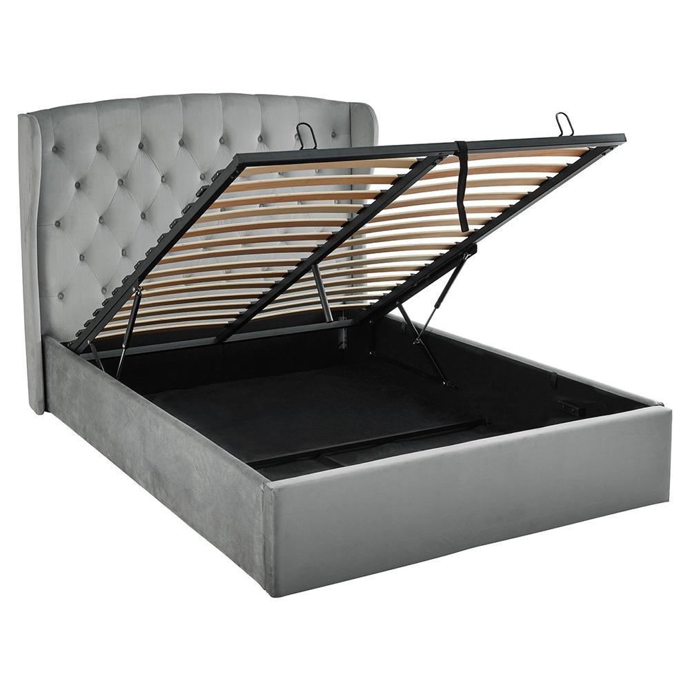 Outlet - Daisy Double Ottoman Bed - Grey Velvet