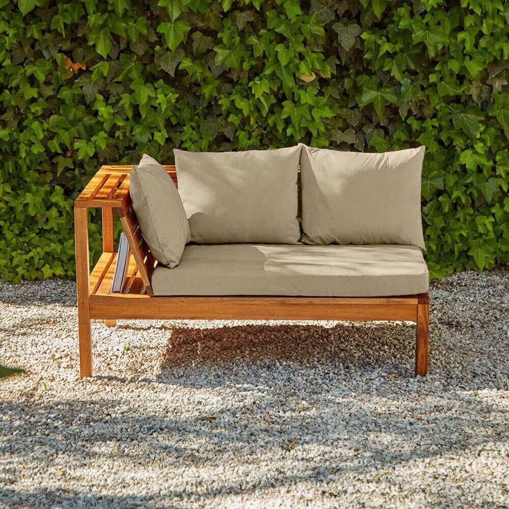 OUTLET - Dakota Wooden Garden Corner Sofa Set - Sand Cushions