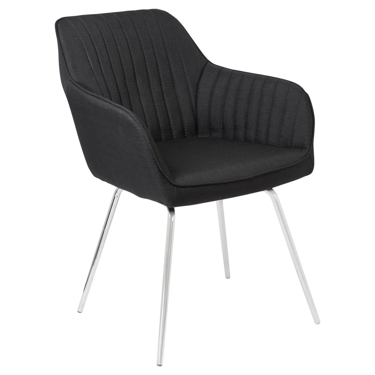OUTLET - Darcy Black Swivel Chair - Chrome Legs