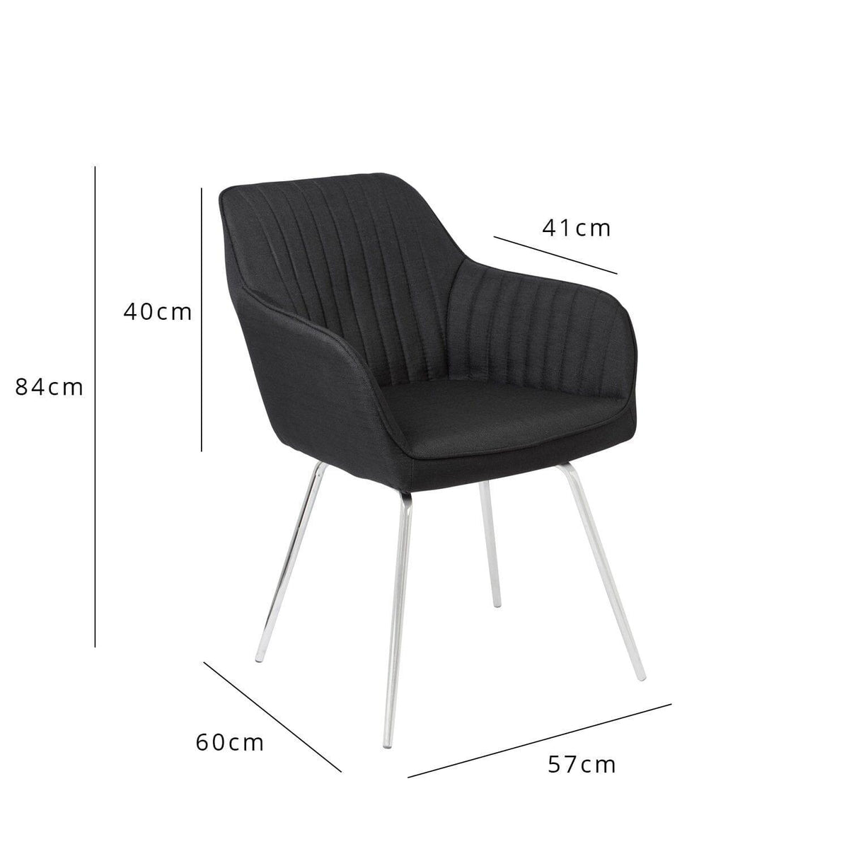 OUTLET - Darcy Black Swivel Chair - Chrome Legs
