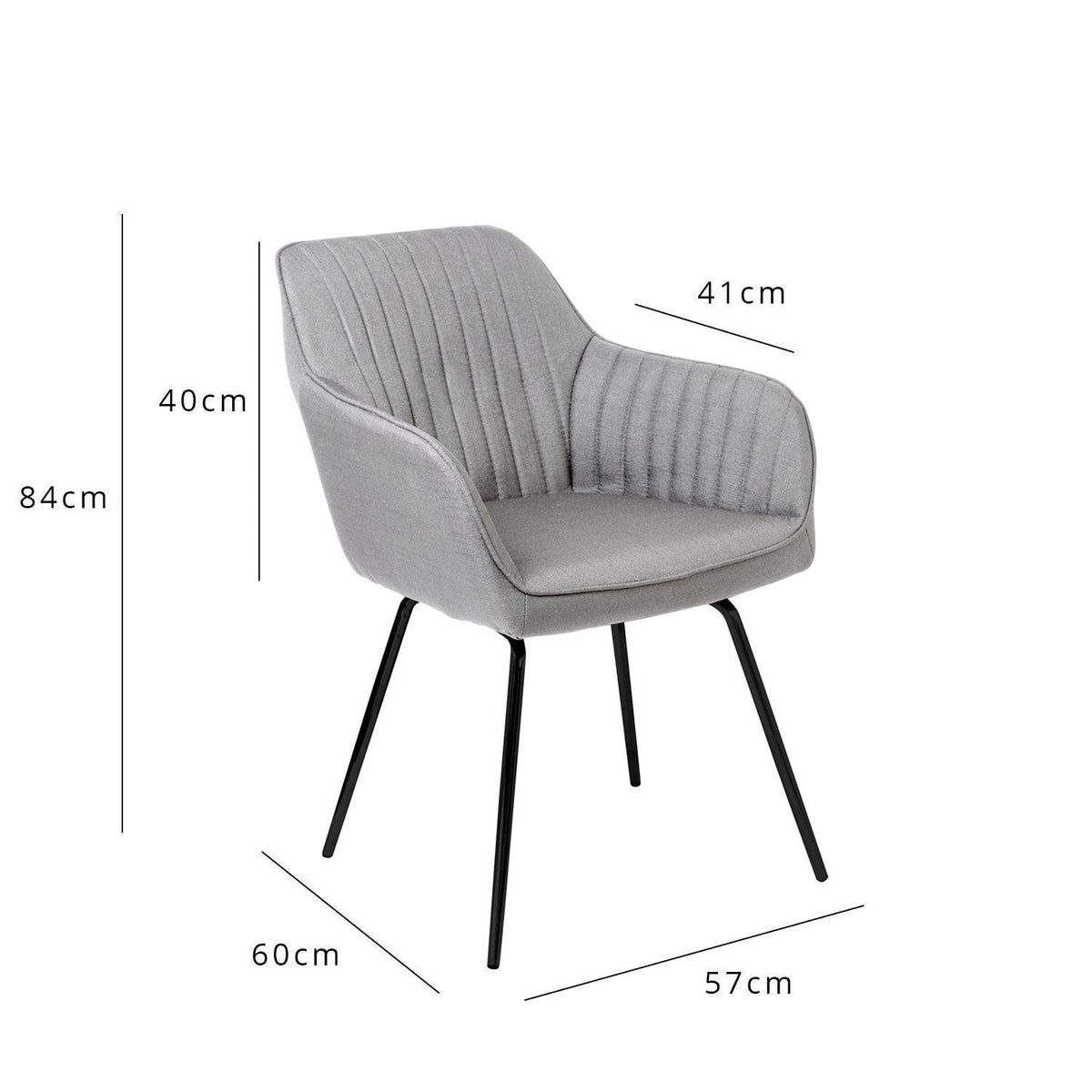 OUTLET - Darcy Office Swivel Chair - Grey with Black Legs