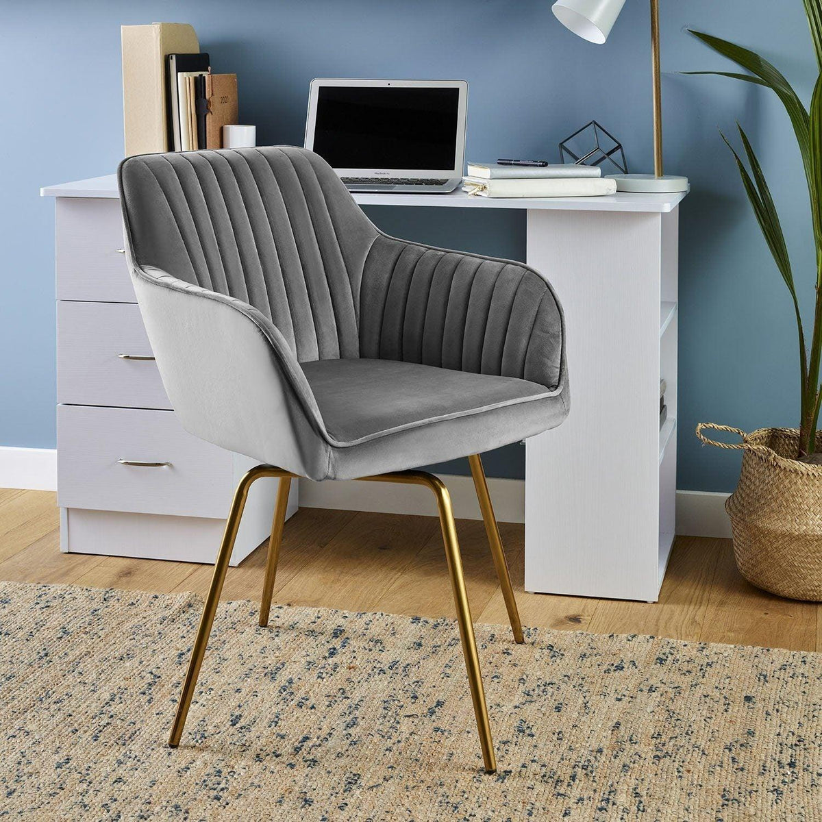 OUTLET - Darcy Office Swivel Chair - Grey with Gold Legs