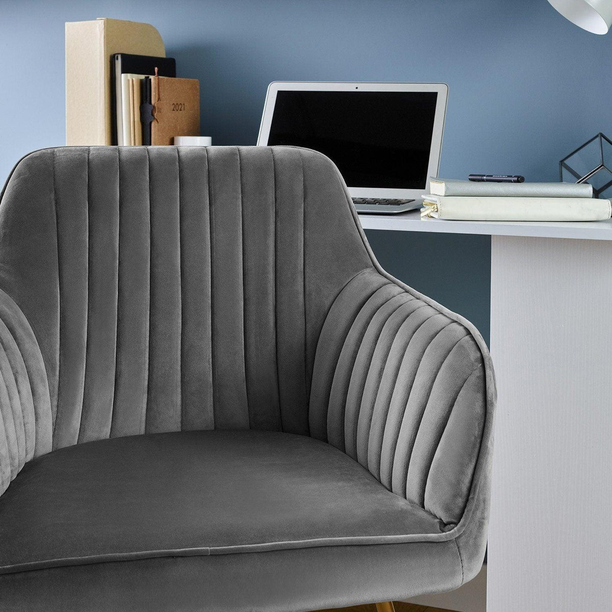 OUTLET - Darcy Office Swivel Chair - Grey with Gold Legs