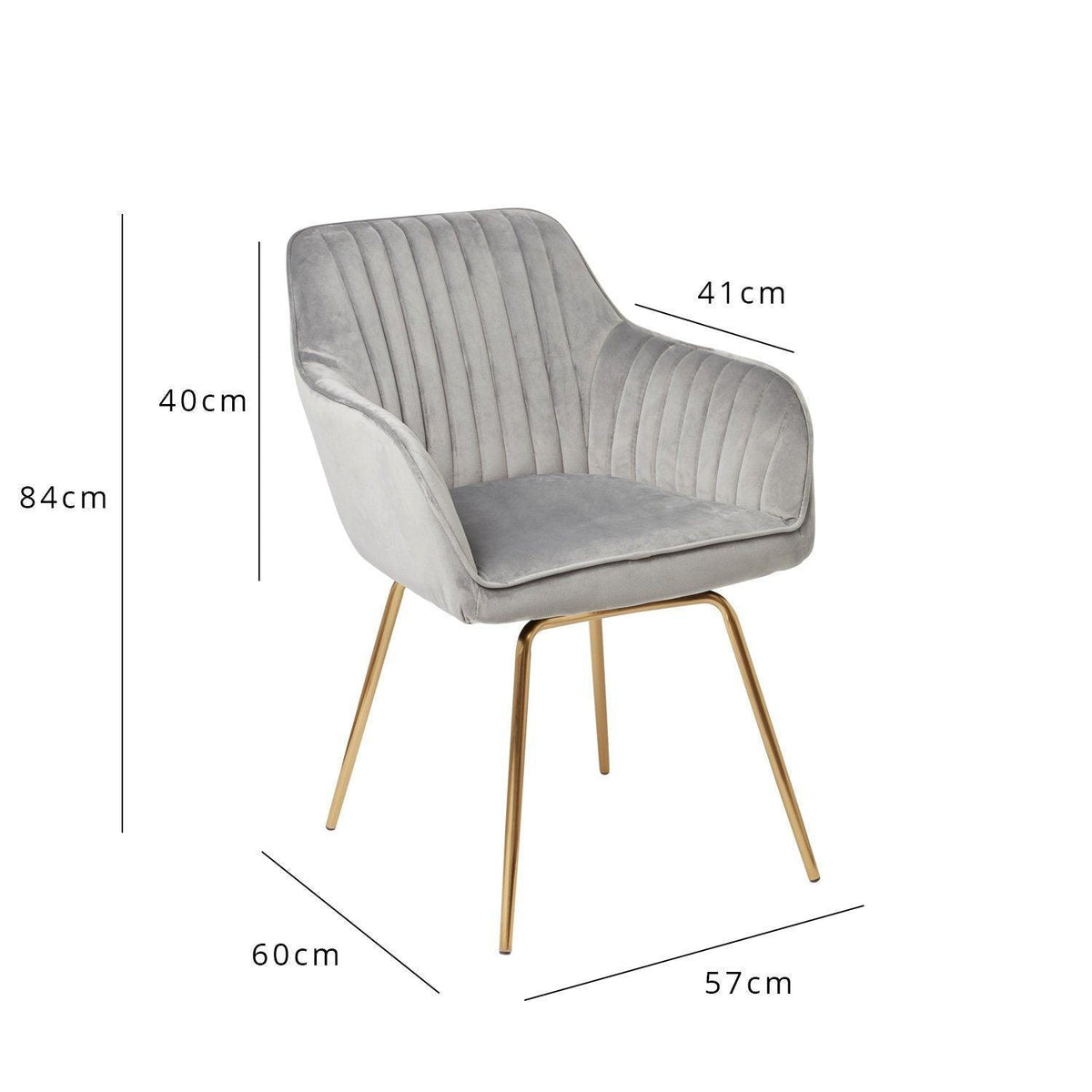 OUTLET - Darcy Office Swivel Chair - Grey with Gold Legs