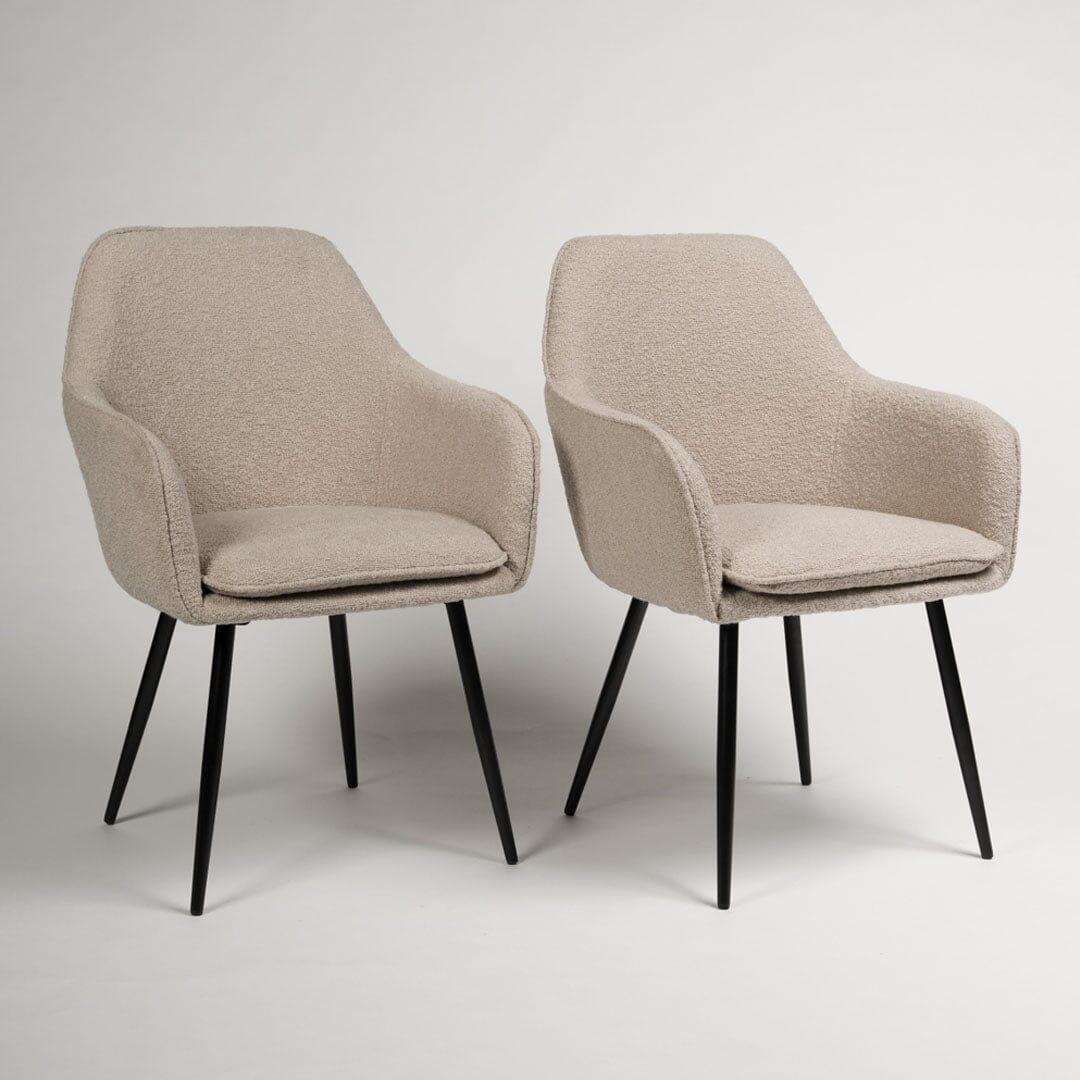 OUTLET - Dolly Boucle Accent Chairs - Set of 2 - Black Legs