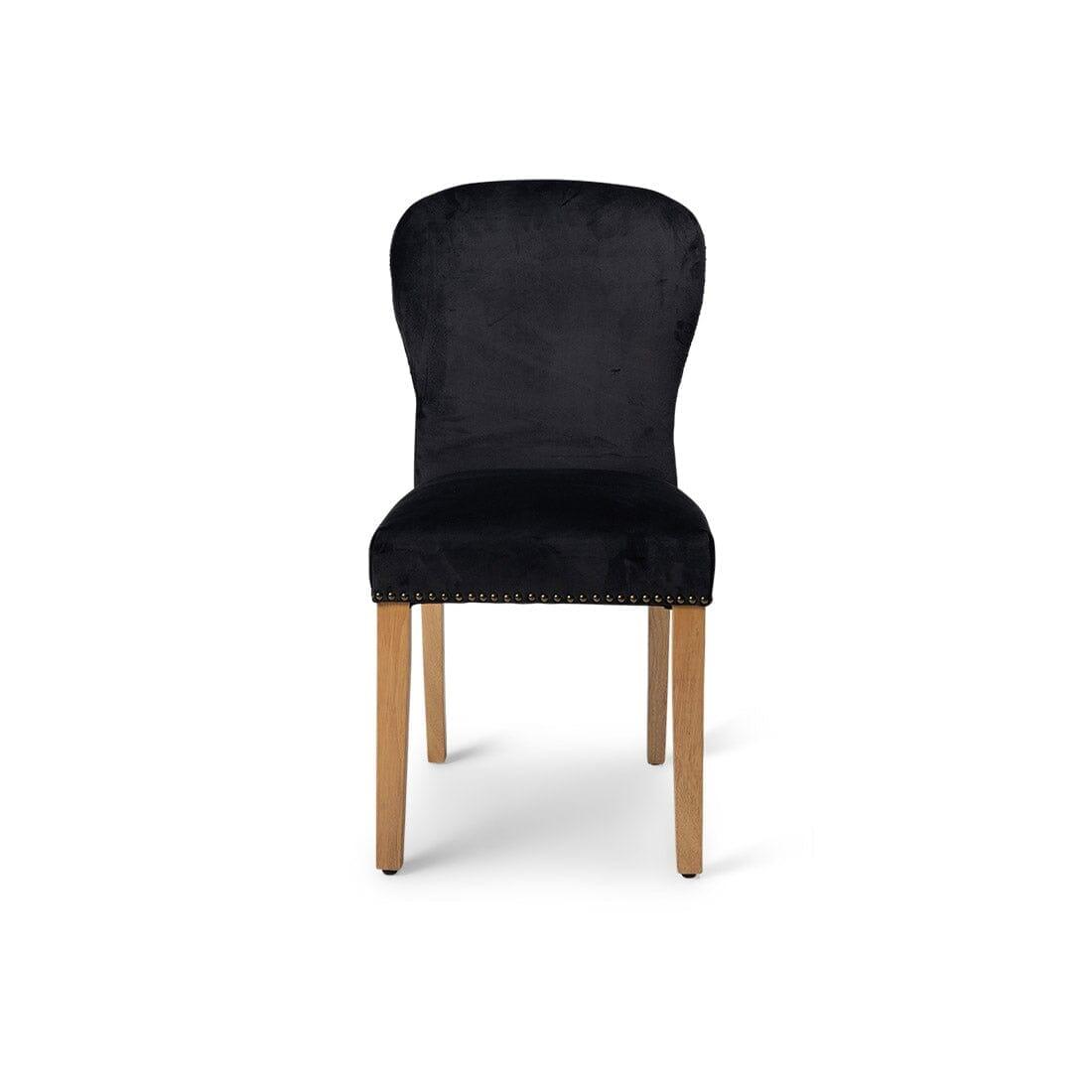 OUTLET - Edward Black Dining Chairs - Set of 2 - Light Wood Legs