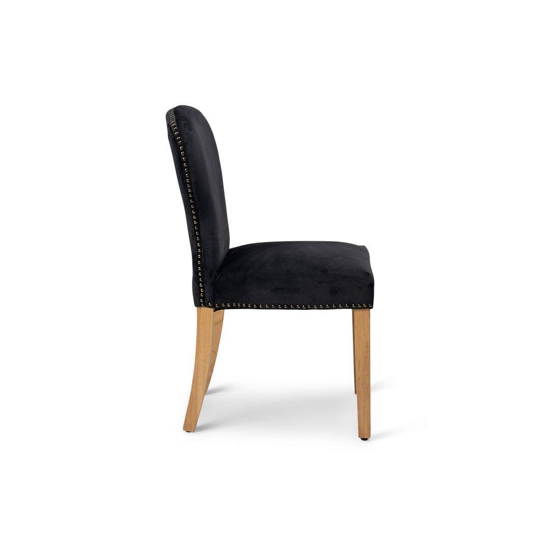 OUTLET - Edward Black Dining Chairs - Set of 2 - Light Wood Legs