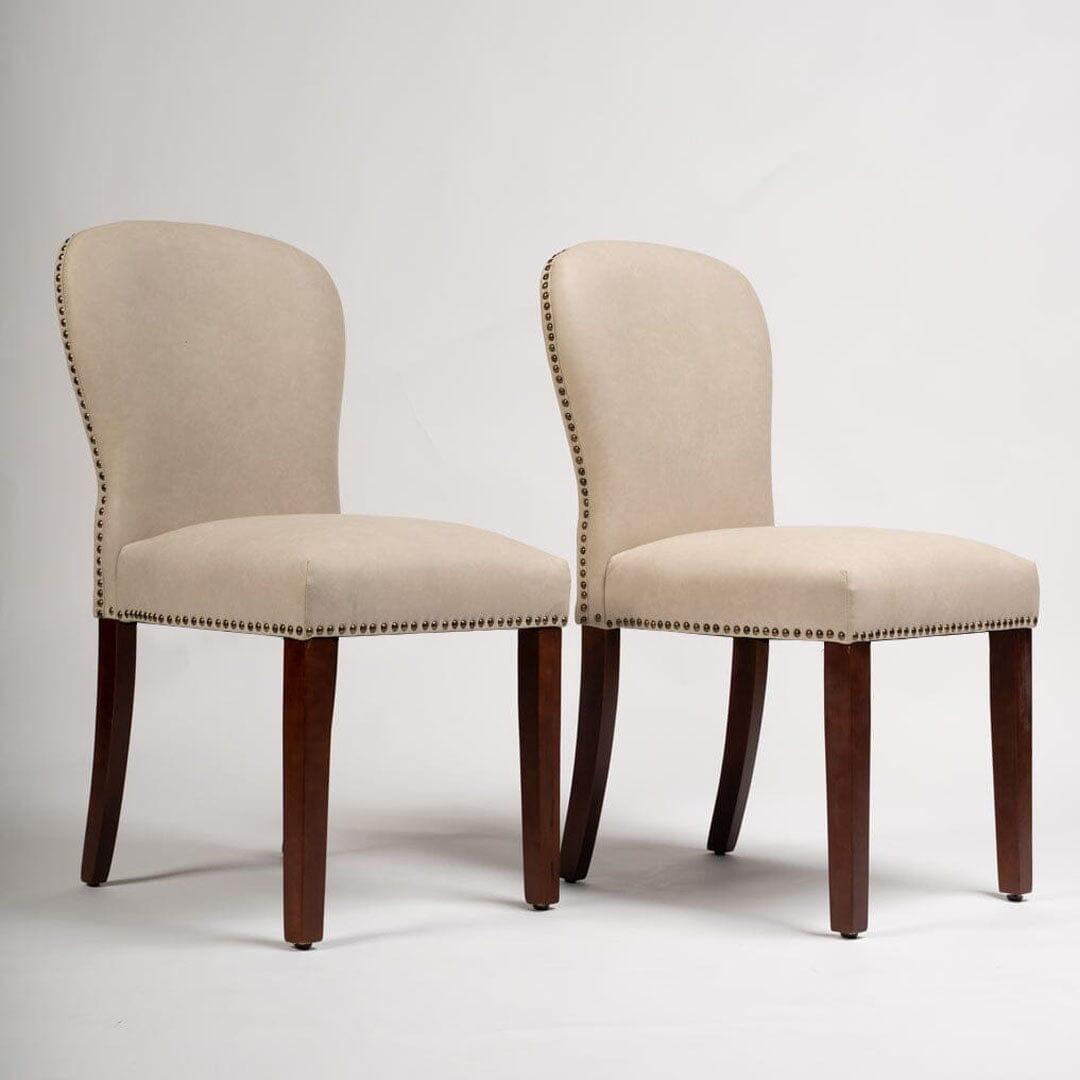 OUTLET - Edward Stone Faux Leather Dining Chairs - Set of 2 - Dark Oak Legs
