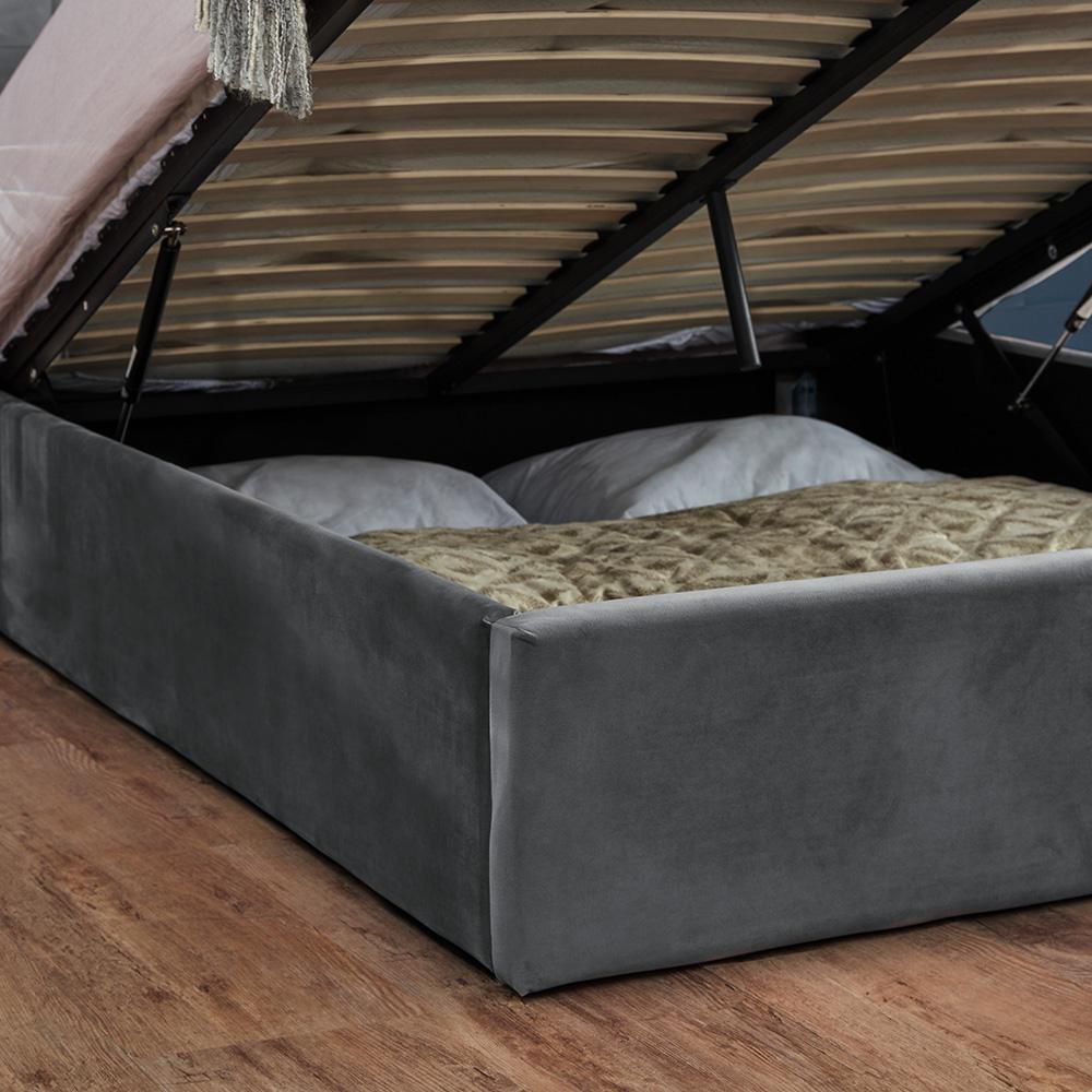 Outlet - Elle Double Ottoman Bed - Grey Velvet