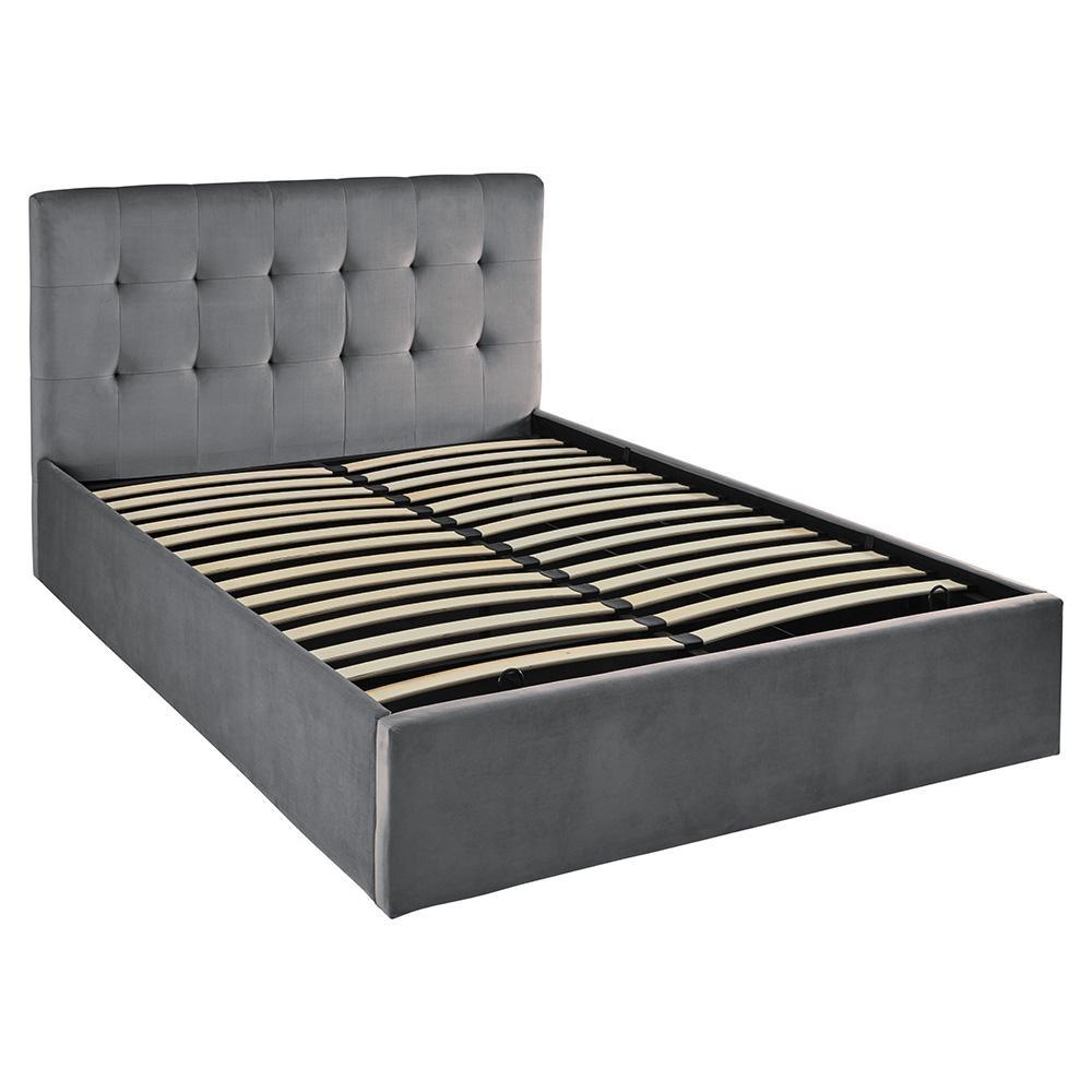 Outlet - Elle Double Ottoman Bed - Grey Velvet