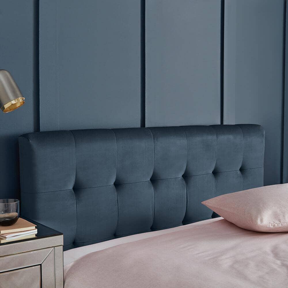 Outlet - Elle King Size Ottoman Bed - Blue Velvet