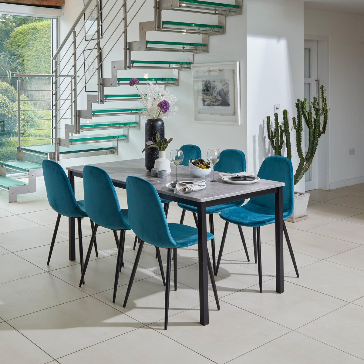 Outlet - Ellis Dining Chairs - Set of 2 - Teal & Black