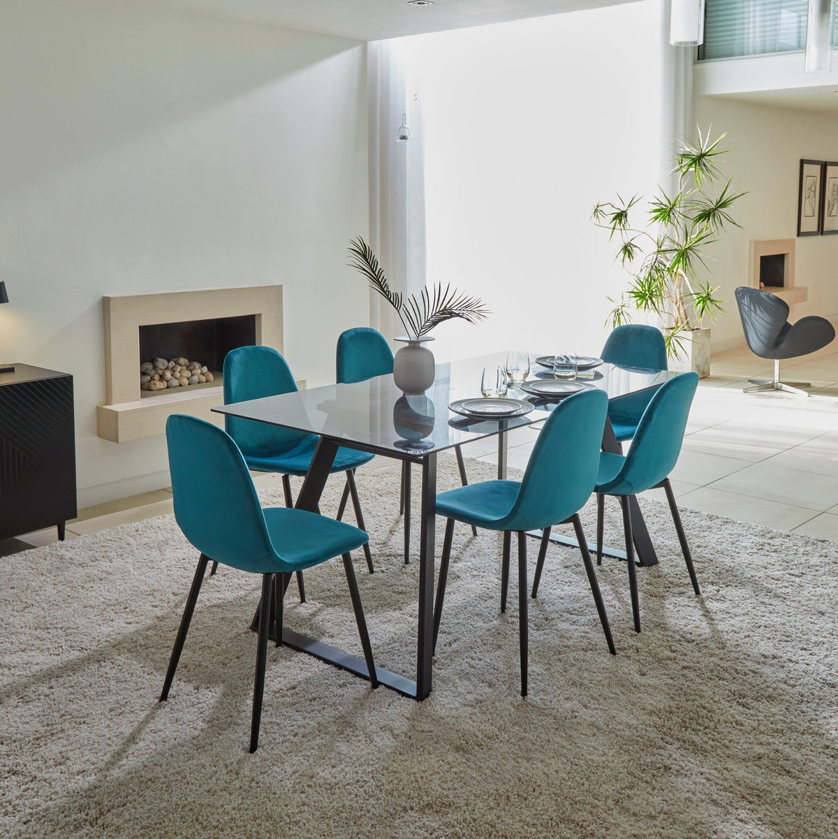Outlet - Ellis Dining Chairs - Set of 2 - Teal & Black