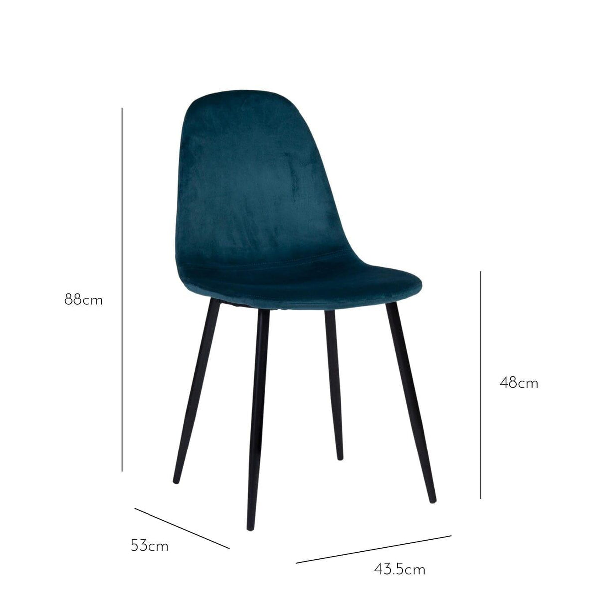 Outlet - Ellis Dining Chairs - Set of 2 - Teal & Black