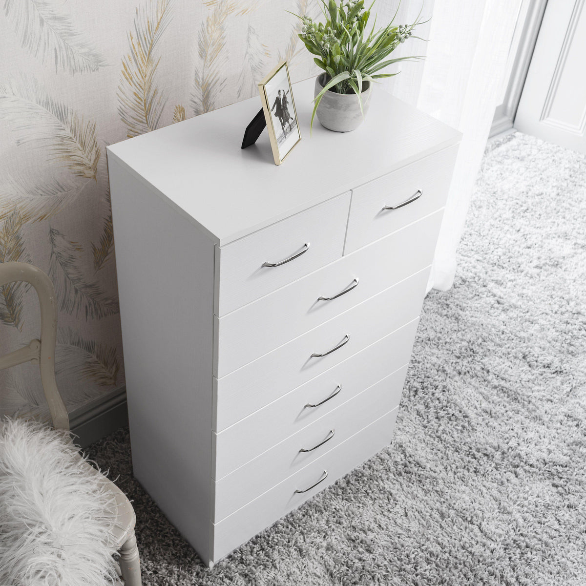 OUTLET - Essie 7 Drawer Tall Chest of Drawers - White