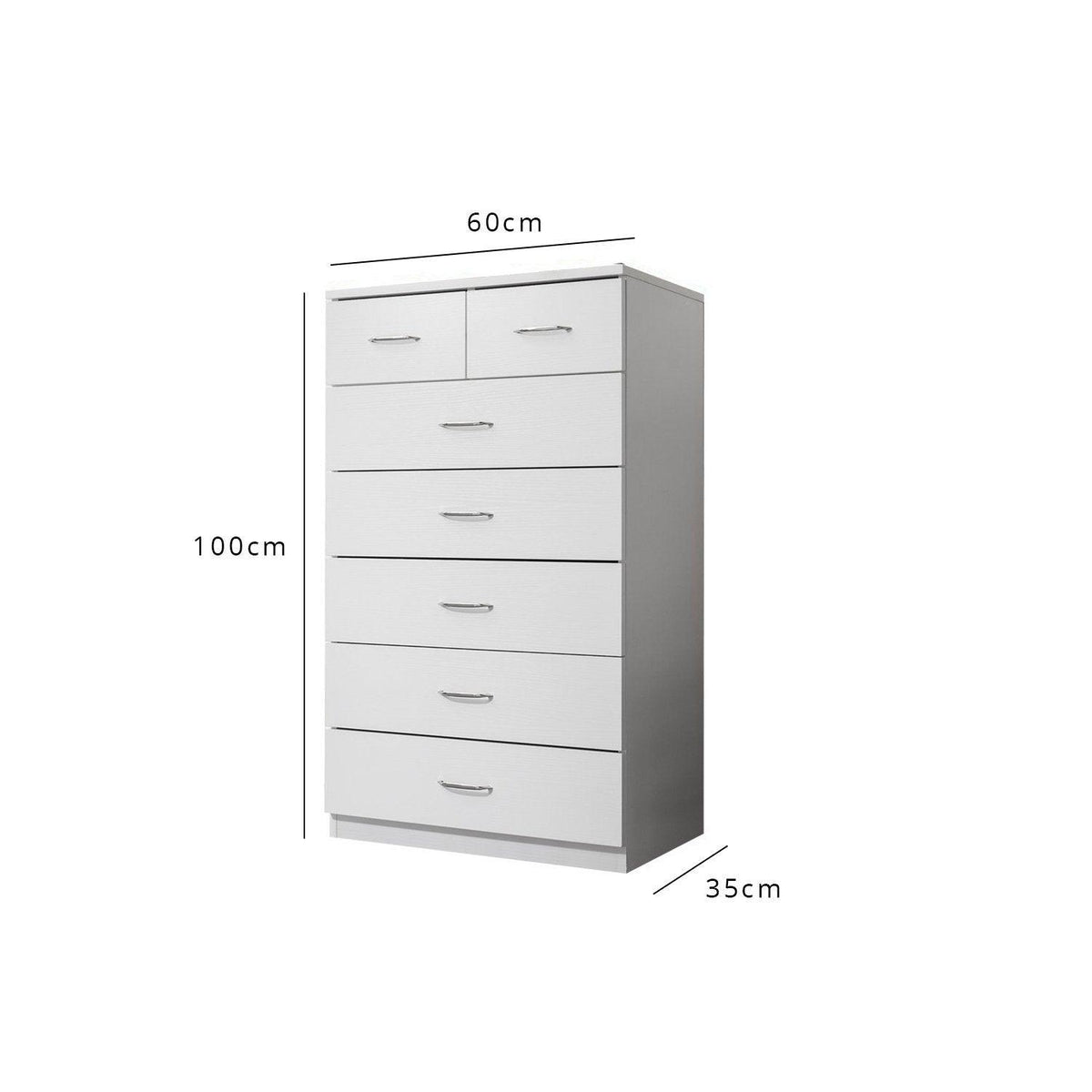 OUTLET - Essie 7 Drawer Tall Chest of Drawers - White
