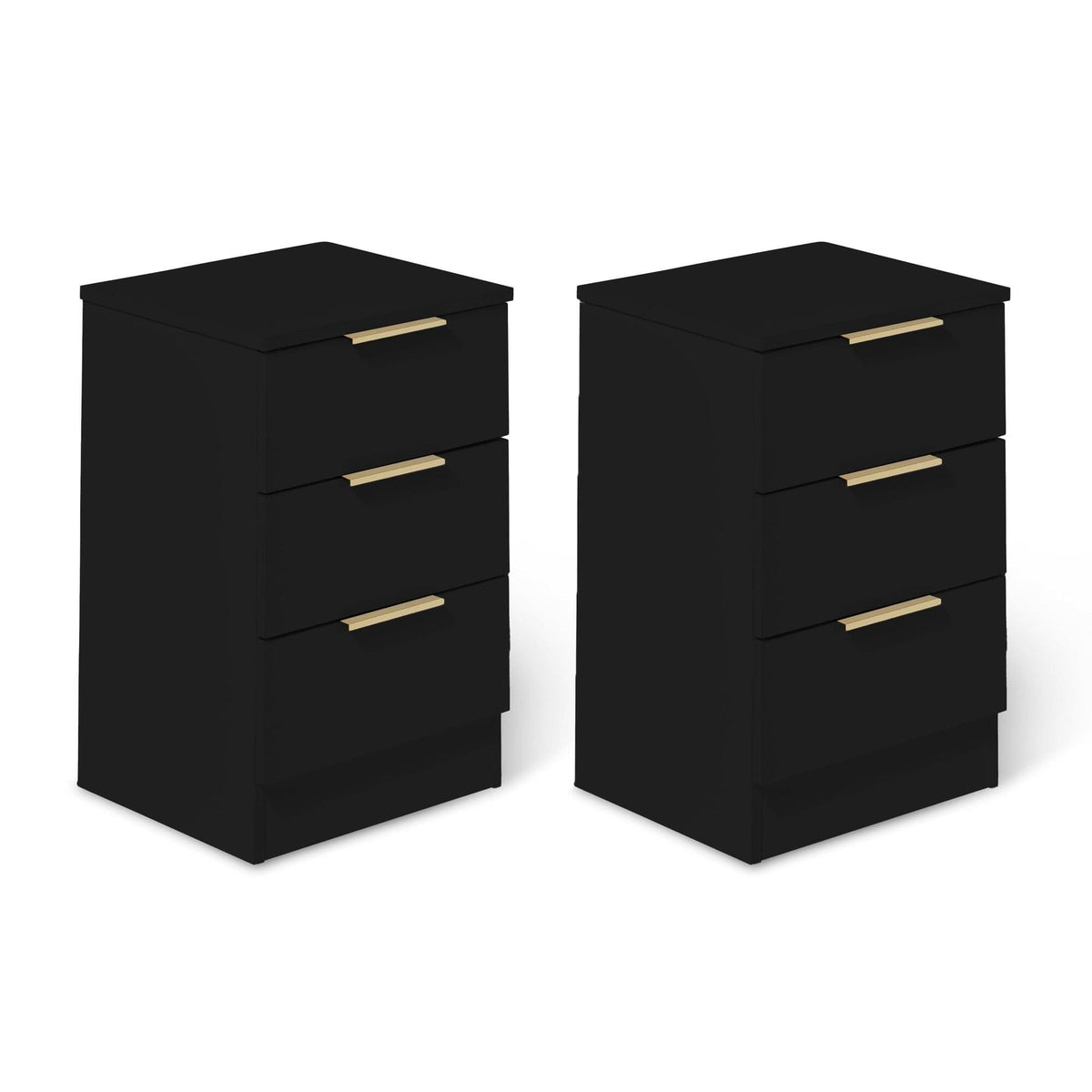 OUTLET - Essie 3 Drawer Bedside Table - Black