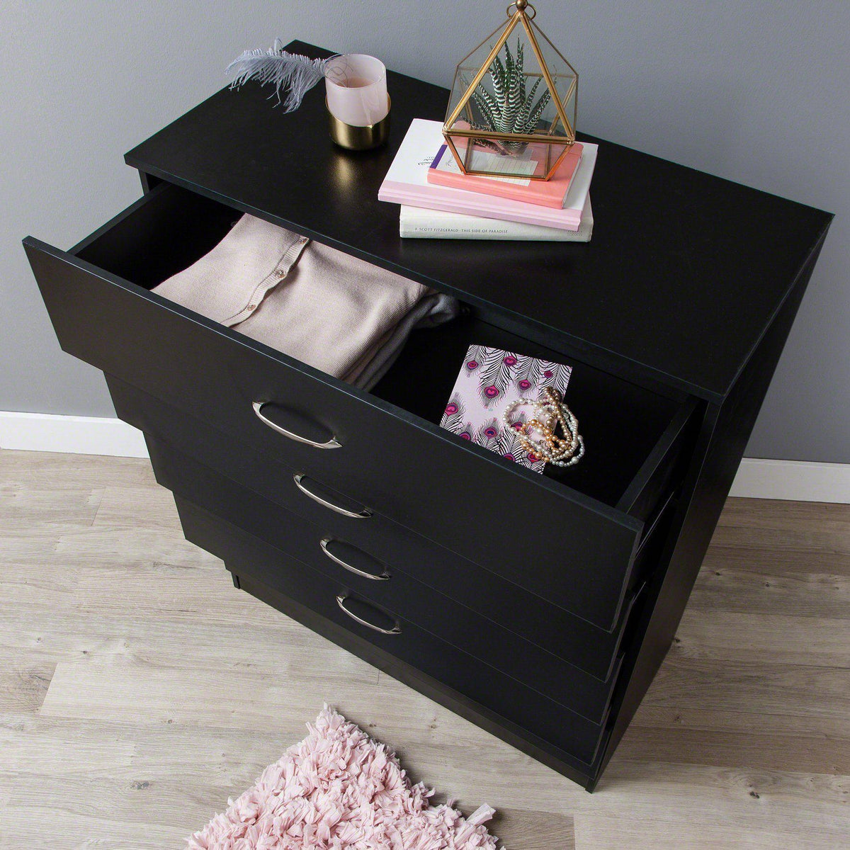 OUTLET - Essie Tall 5 Drawer Chest of Drawers - Black