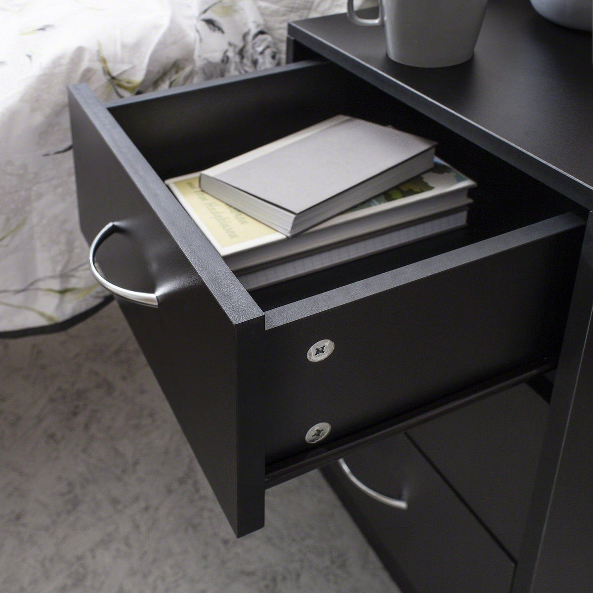 OUTLET - Essie 3 Drawer Bedside Table - Black