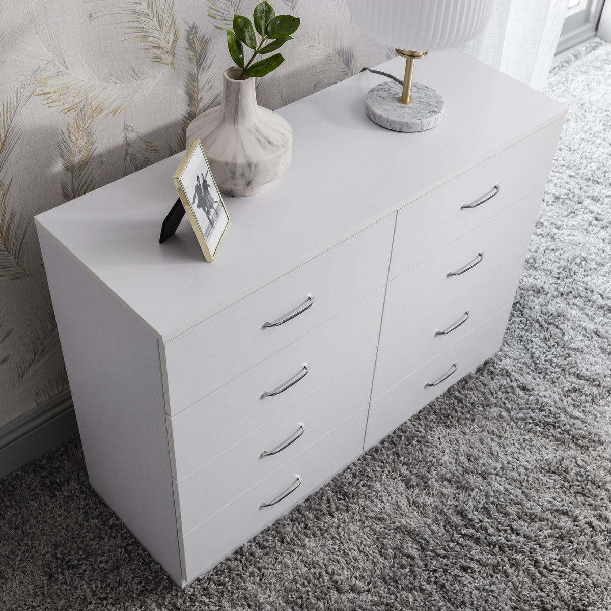 OUTLET - White 8 drawer chest of drawers