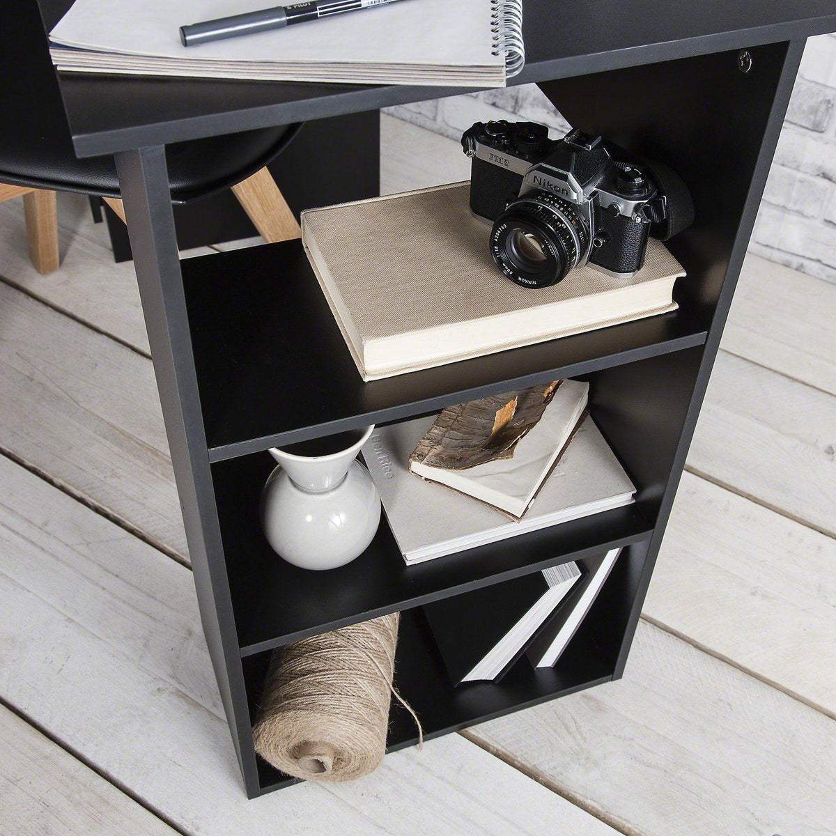 Outlet - Essie 3 Drawer Desk - Black