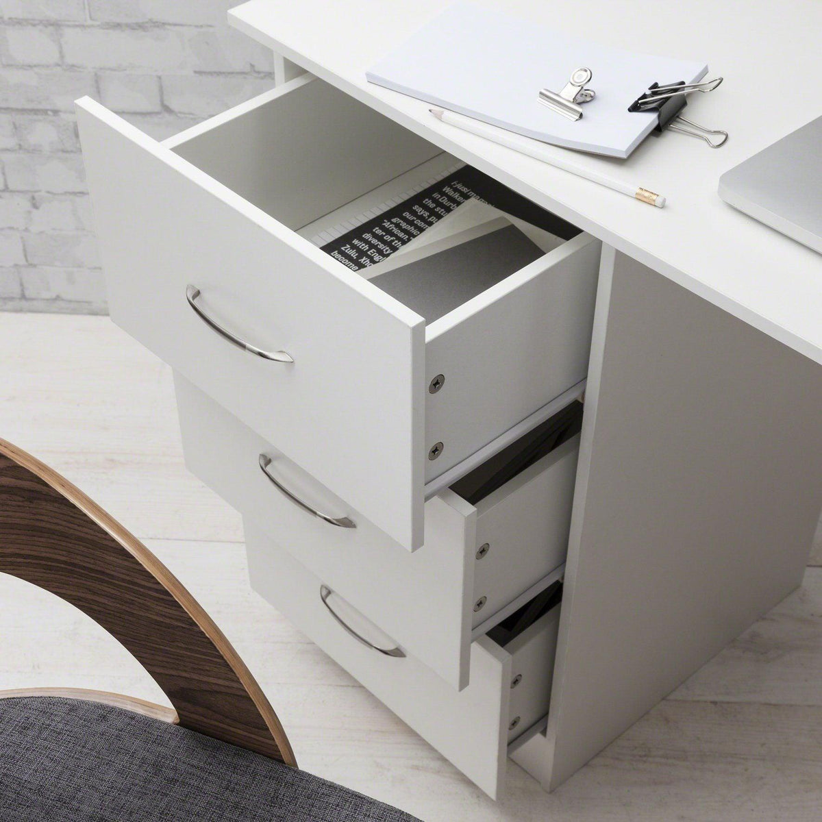 OUTLET - Essie White Desk with Drawers