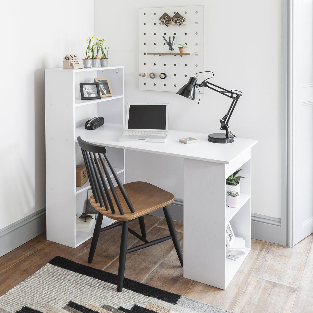 OUTLET - Essie Desk with Shelves - White