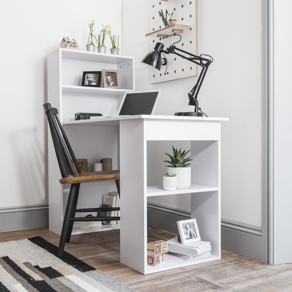 OUTLET - Essie Desk with Shelves - White