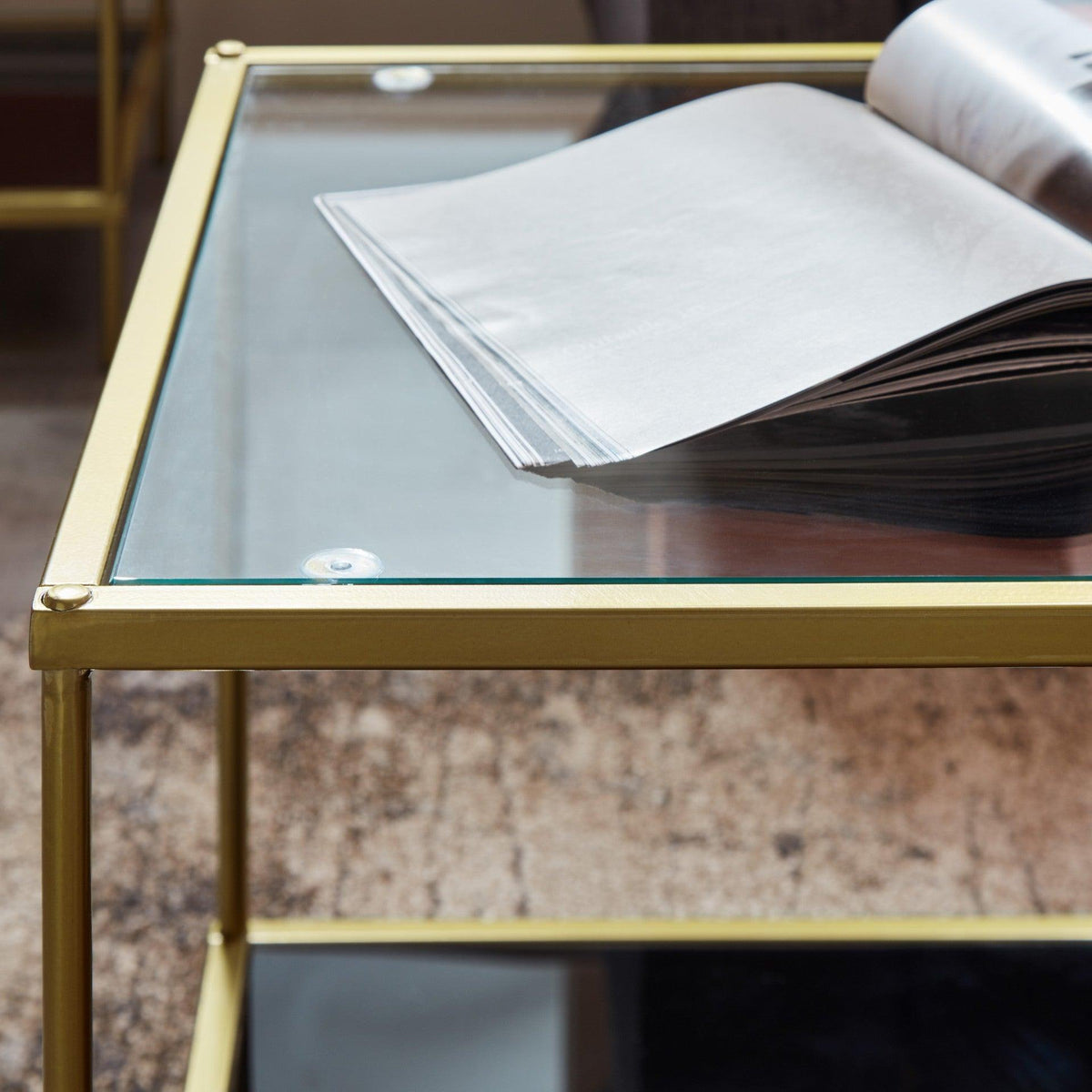 OUTLET - Evelyn Glass Coffee Table - Gold Legs