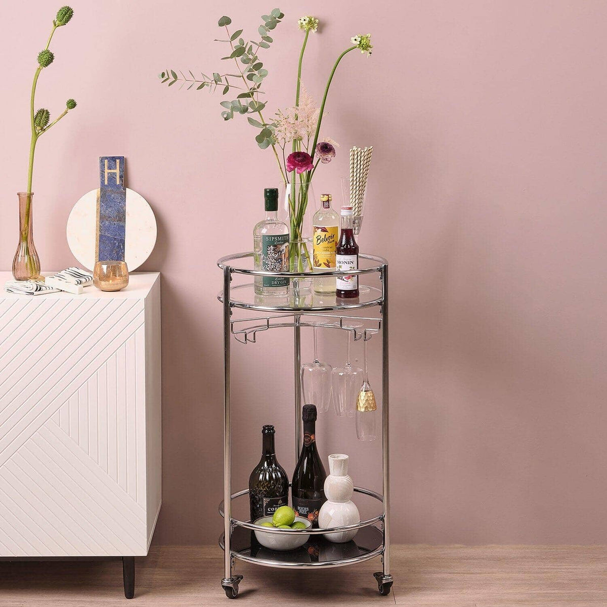 Outlet - Evelyn Drinks Trolley - Chrome