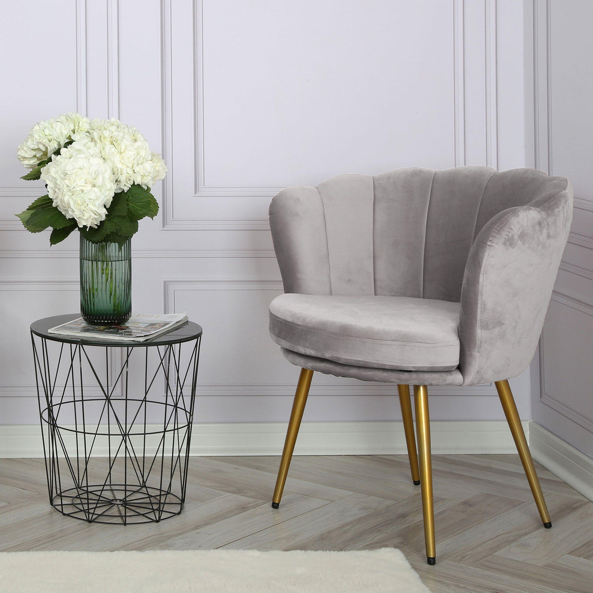 Outlet - Flora Accent Chair - Scalloped - Grey