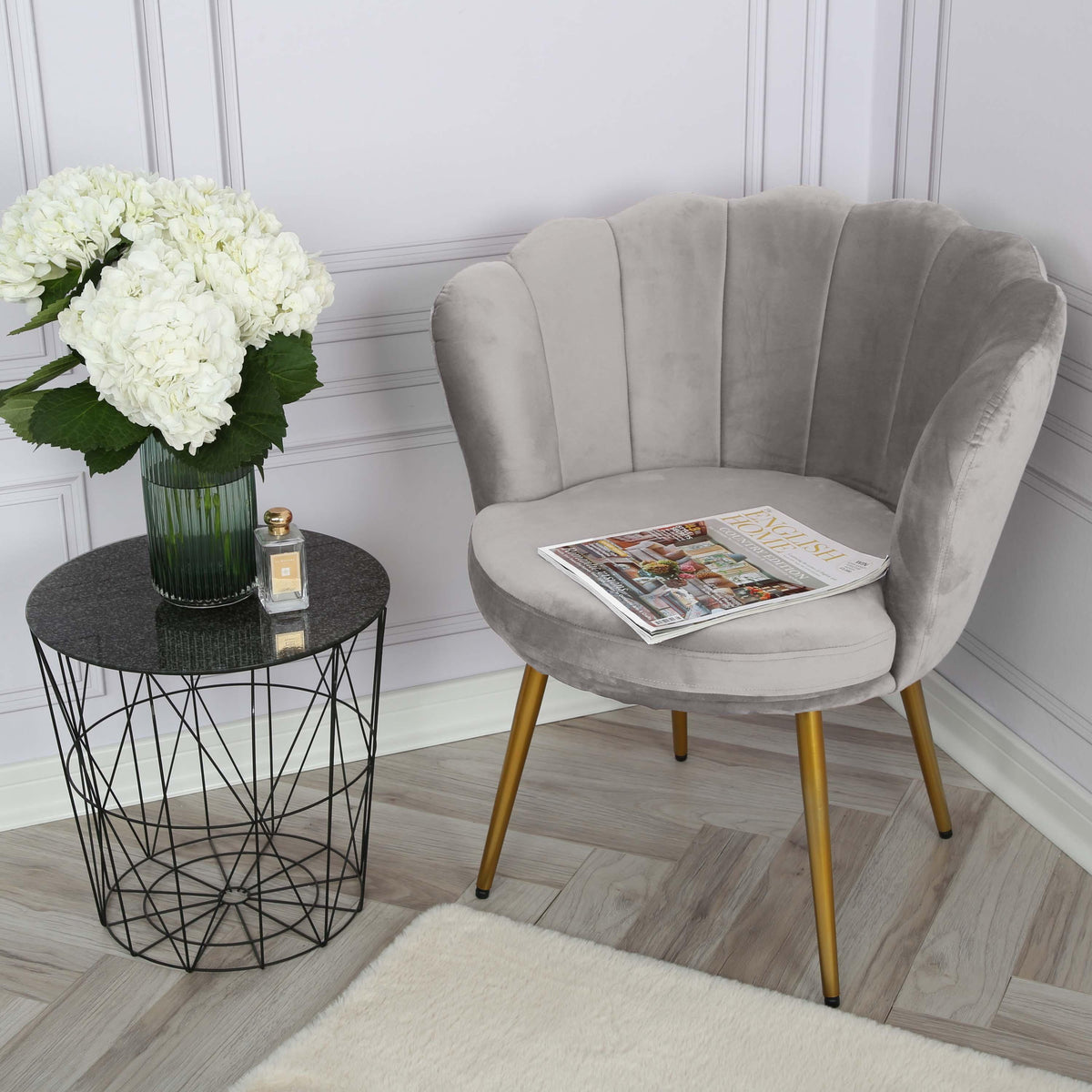 Outlet - Flora Accent Chair - Scalloped - Grey