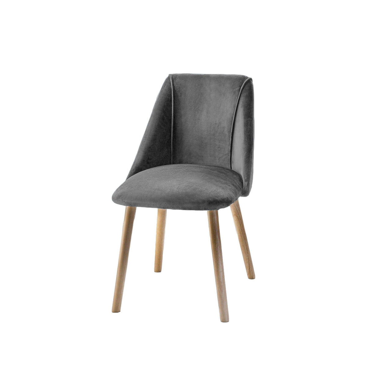 OUTLET - Freya Grey Velvet Dining Chairs - Set of 2 - Whitewash Oak Legs