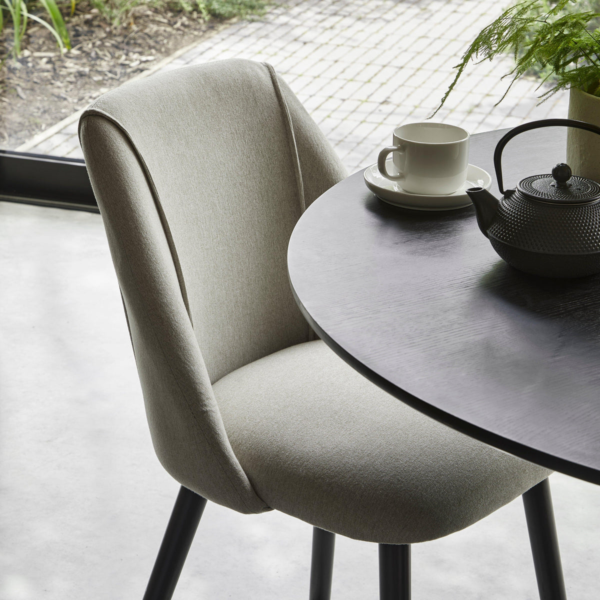 OUTLET - Freya Sand Dining Chairs - Set of 2 - Black Oak Legs