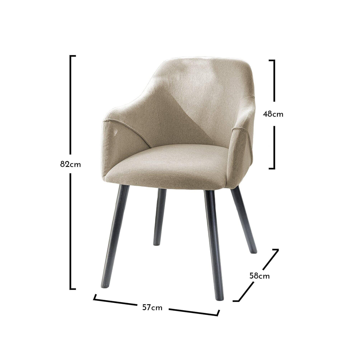 OUTLET - Freya Sand Armchairs - Set of 2 - Black Oak Legs