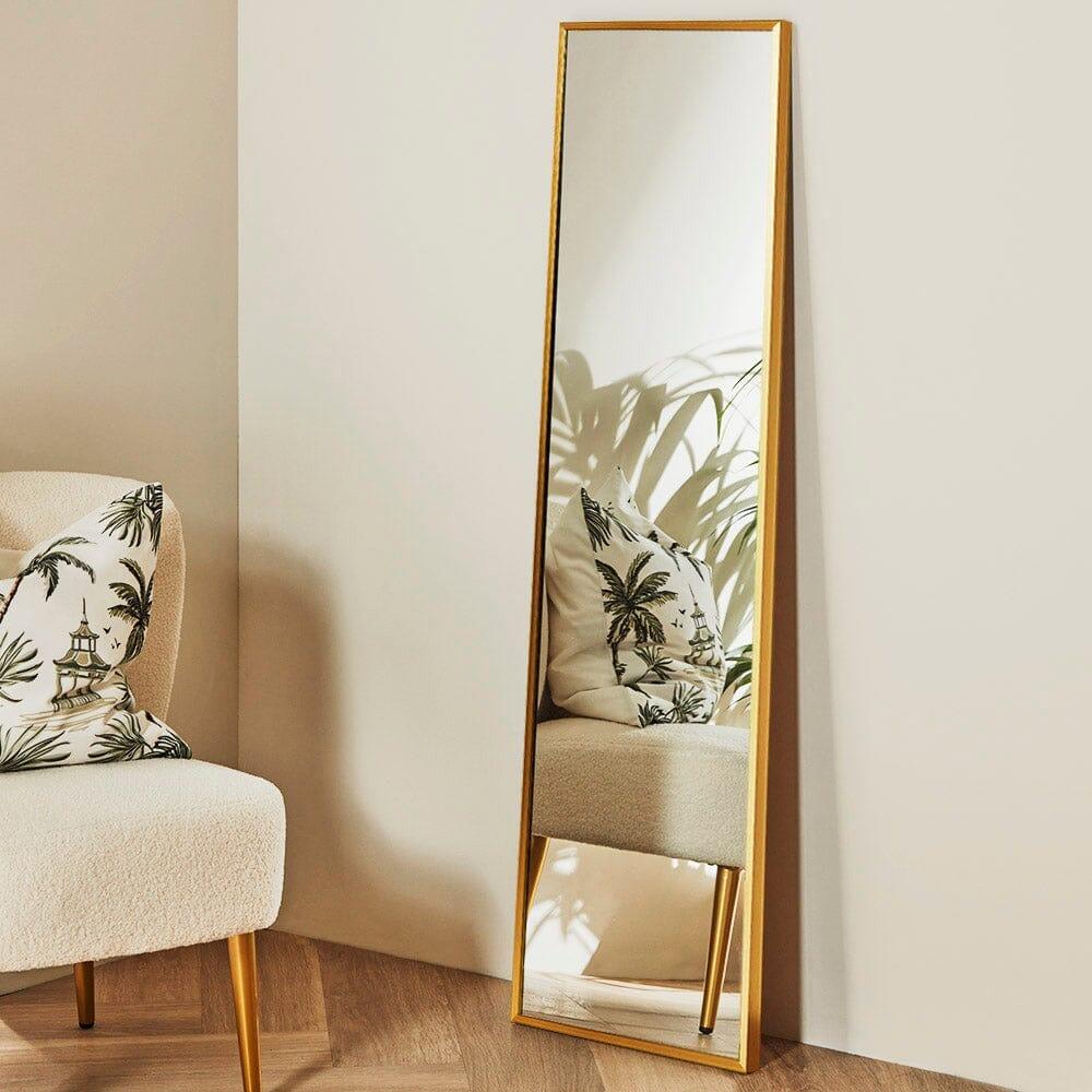 OUTLET - Hensall 140X40cm Metal Rectangular Mirror - Gold