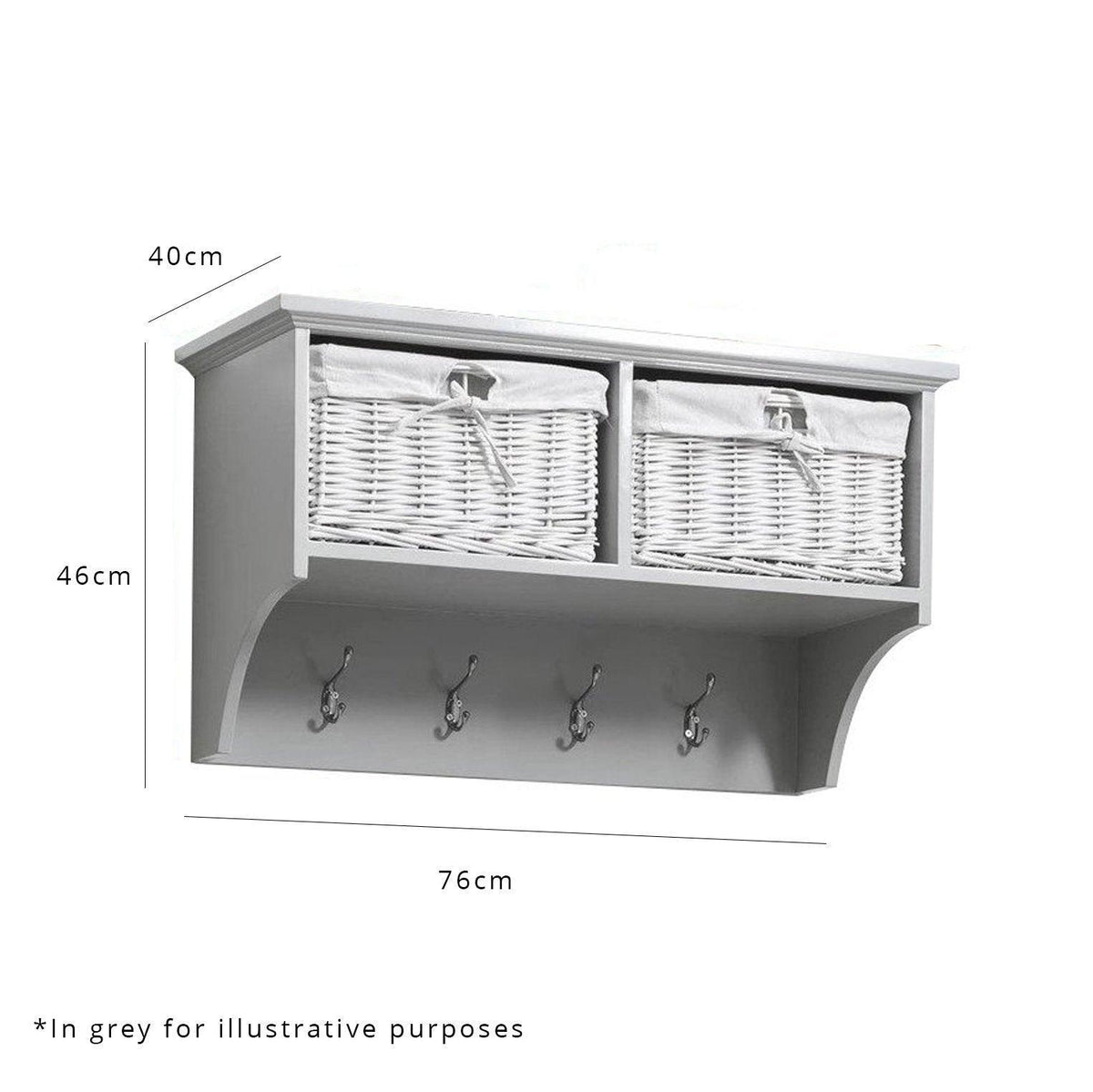 Outlet - Fyfield Coat Rack with Shelf & Storage Baskets - White