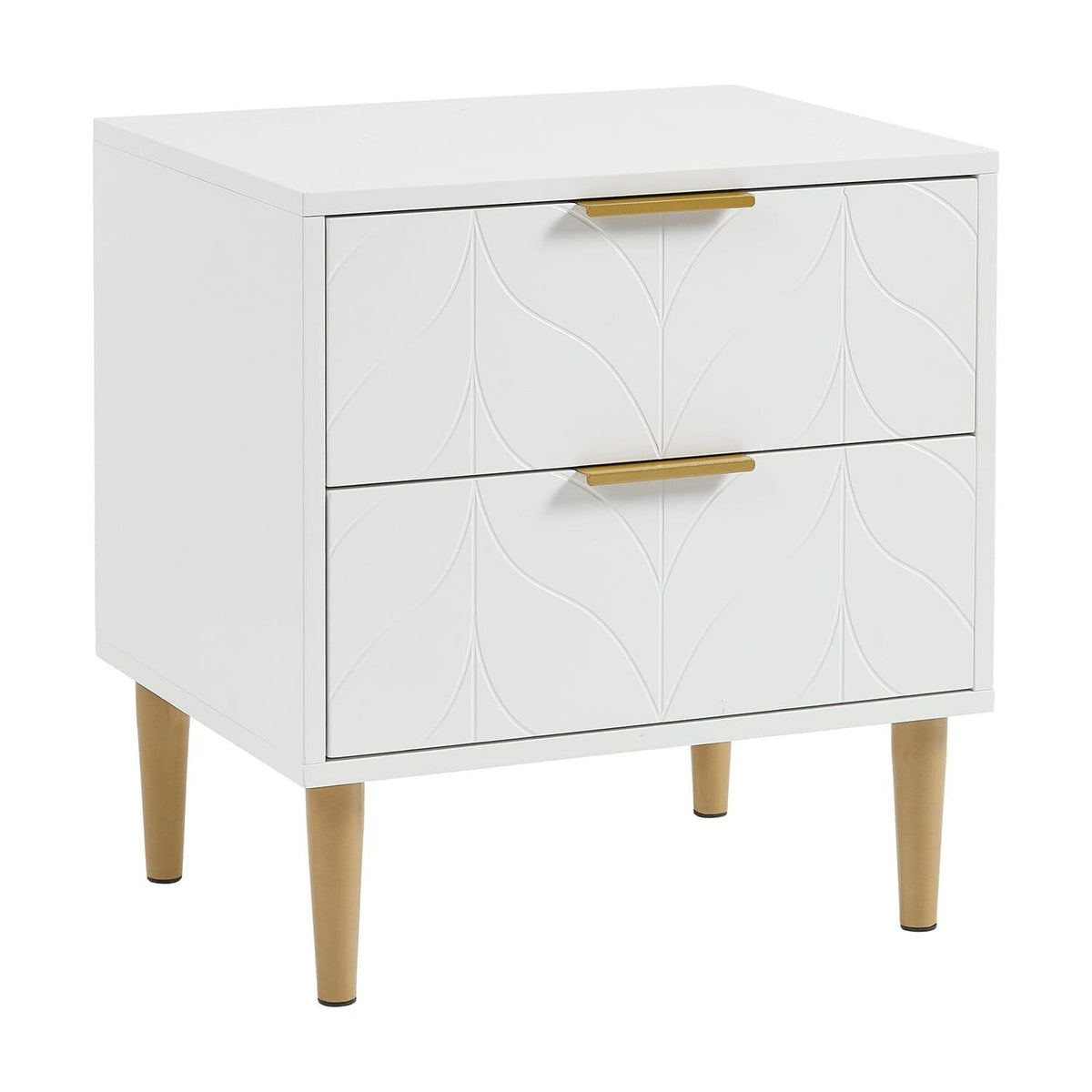 OUTLET - Gloria Bedside Table - White & Brass Effect