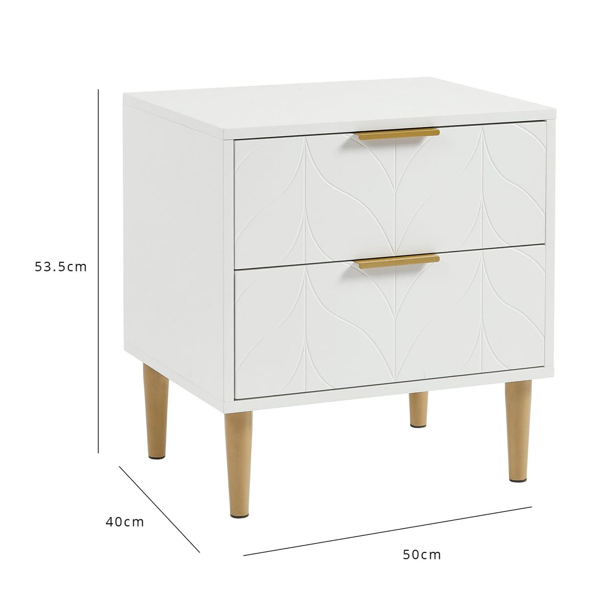 OUTLET - Gloria Bedside Table - White & Brass Effect