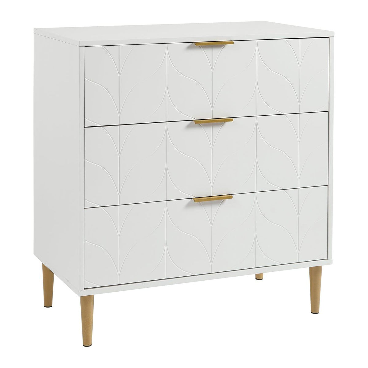 Outlet - Gloria Chest of Drawers - White & Brass Effect