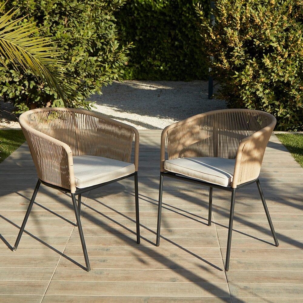 OUTLET - Hali Natural Rope Chair with Cushions - Set of 2