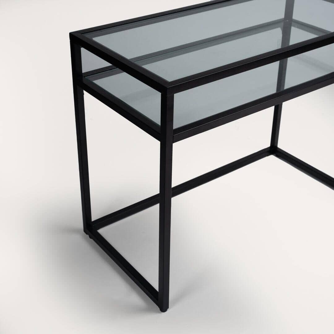OUTLET - Harris Glass Console Table - Black Frame