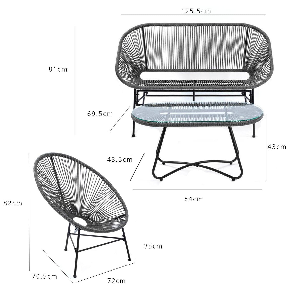 Outlet - Hebe Garden Sofa Set - Grey